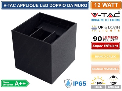 Applique LED 12w Luce Natura doppia emissione Regolabile IP65 Bianco